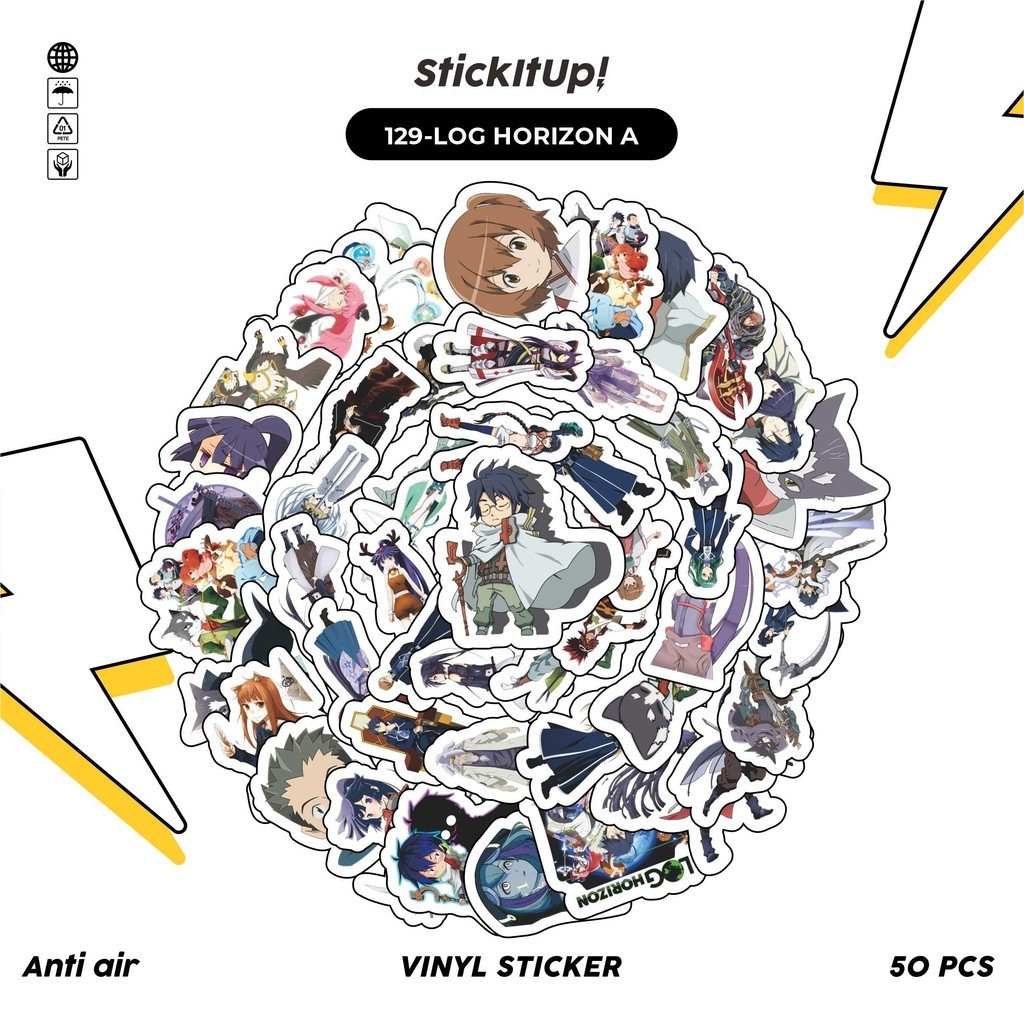 HP 50 Pcs Cute Anime Log Horizon Motif Stickers Pack Aesthetic Vinyl ...