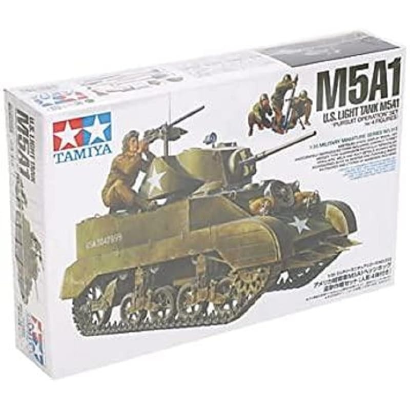 Kit Modèle Militaire Tamiya 1/35 U.S Light Tank M5A1 - Référence 35313, Neuf, Niveau Intermédiaire