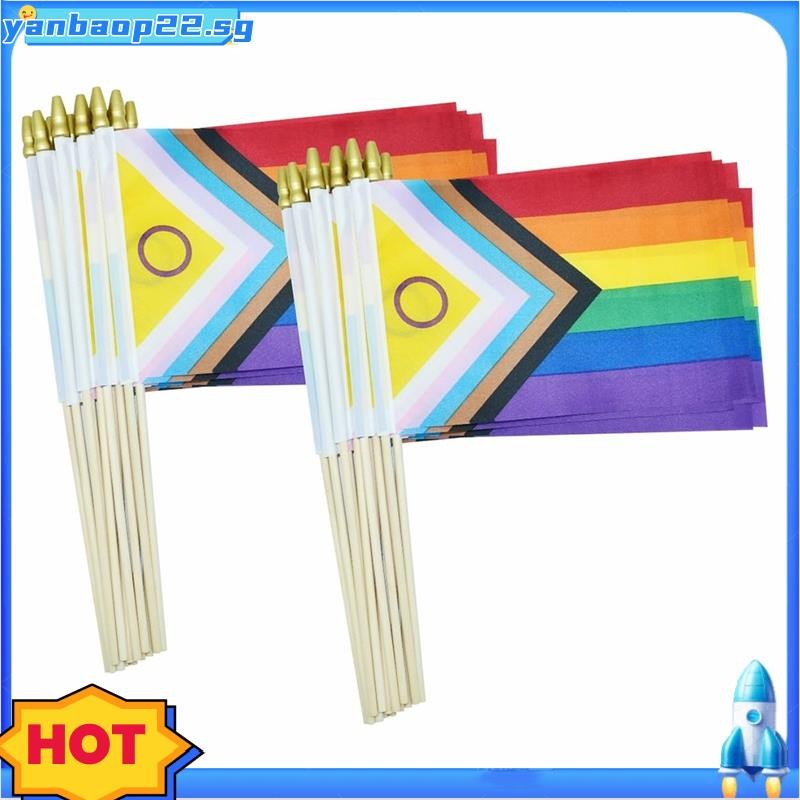 50 Pack Intersex Progress Gay Pride Stick Flag Small Mini Rainbow Hand ...
