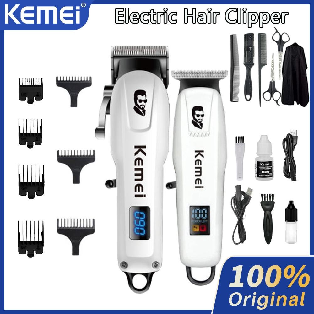 Kemei Professional LCD Electric Hair Clipper For Men Wireless Trimmer ...