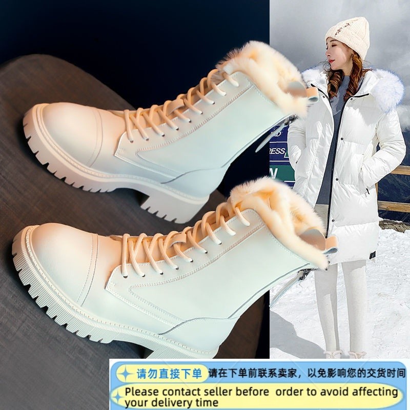 Get gifts Genuine Leather Snow Boots Women2023Autumn and Winter New plus Velvet Thick Cotton Shoes Versatile Casual Cott