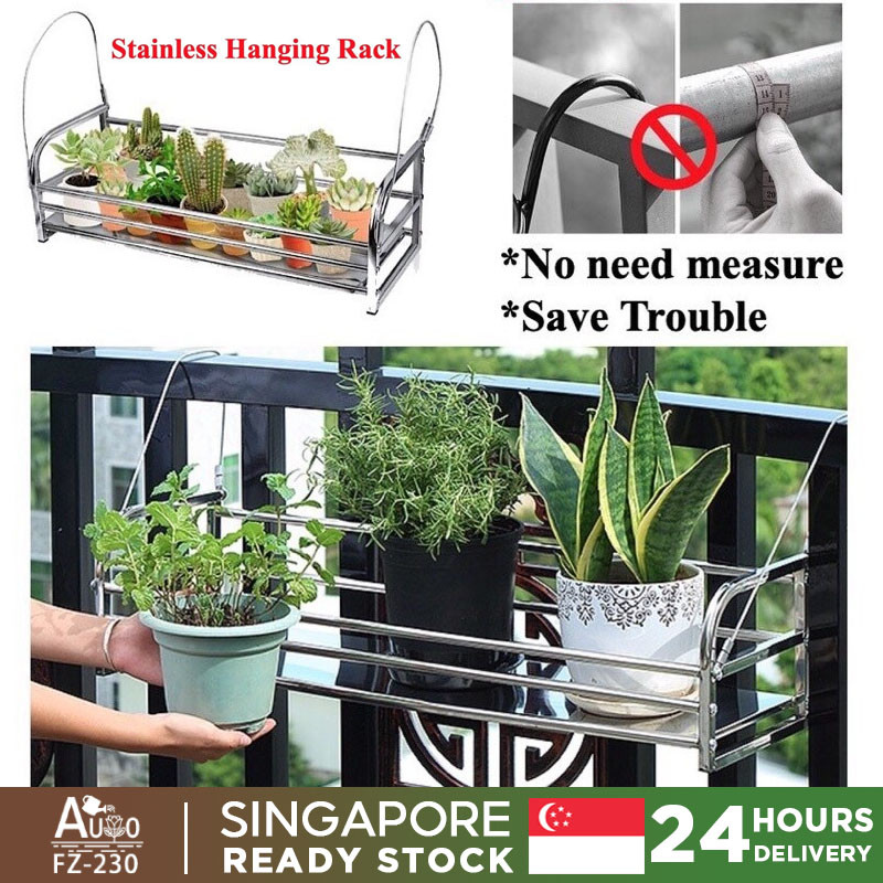 FZ-230 Adjustable Stainless Steel Rack Balcony Railing Flower Rack ...