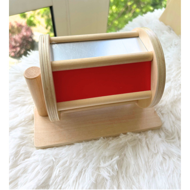 Wooden Spinning Drum Baby Toy – Montessori Sensorik-Spielzeug Mit Buntem Spiegel & Glocke – Für Babys 6-12 Monate Bis 3 Jahre – Fördert Koordination & Selbstwahrnehmung