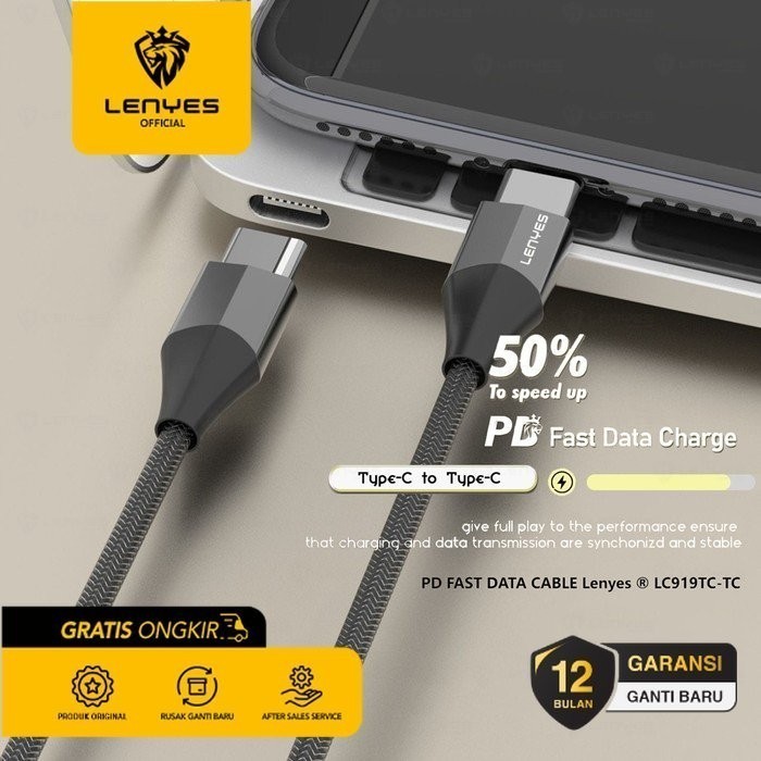 LENYES LC919 Fast Charging PD 20W Type C to Type C Kabel Data Charger Nylon - Gambar 4