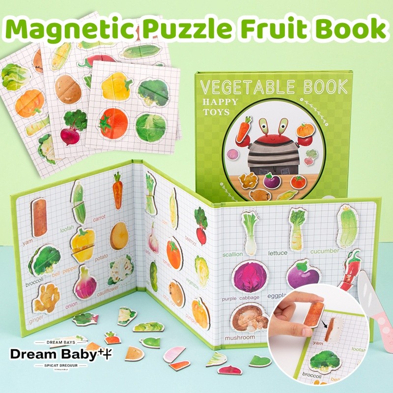 Magnetic Puzzle Fruit Book Montessori Wooden Puzzles Toys Early ...
