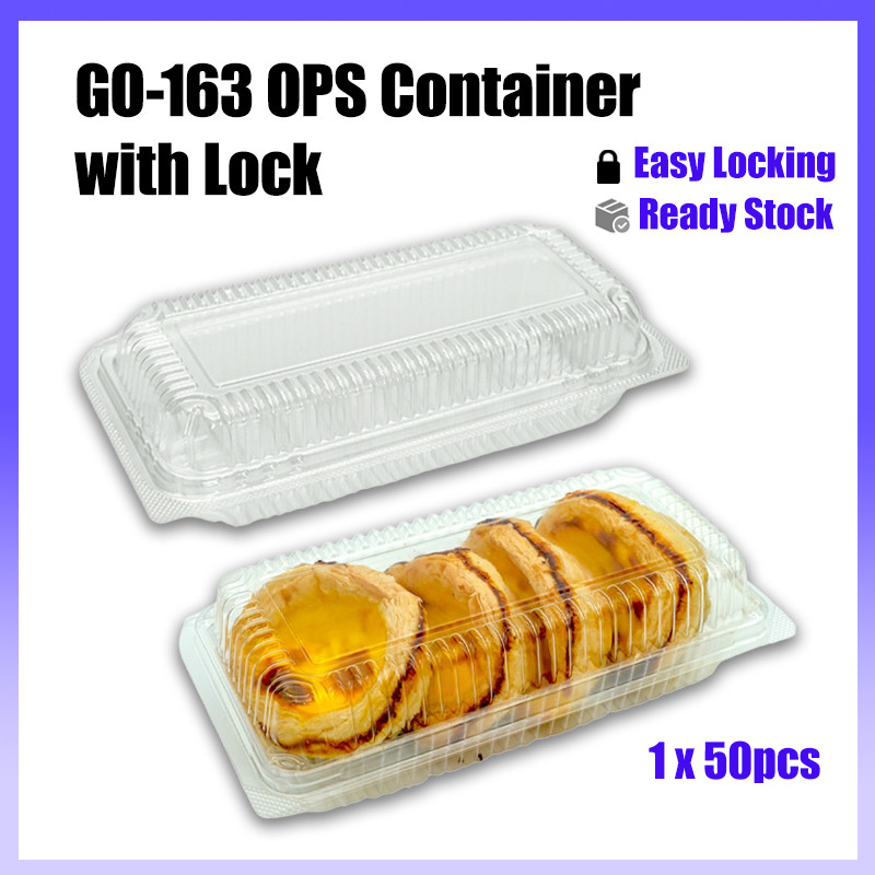 GO-163 OPS Container with Lock Bekas Kuih Clear OPS Container Cake ...