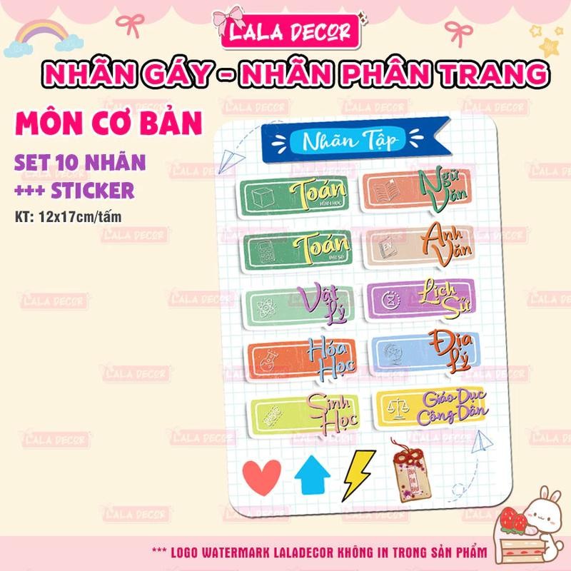 Basic Subject Notebook Labels, Basic Subject Pagination Stickers ...