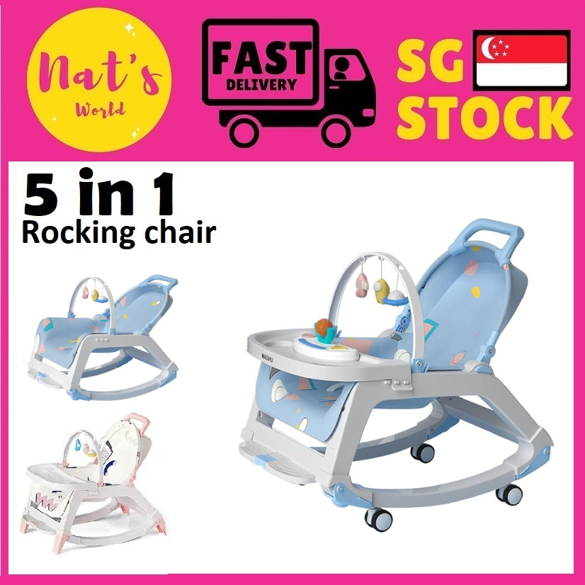 5 in 1 Multi-function Baby Rocking Chair Rocker Bouncer Music Booster ...