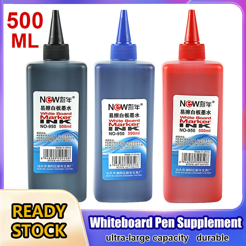 Whiteboard Marker Refill Ink 500ml 白板笔濹水 Erasable Refill Ink Bottle Kit ...