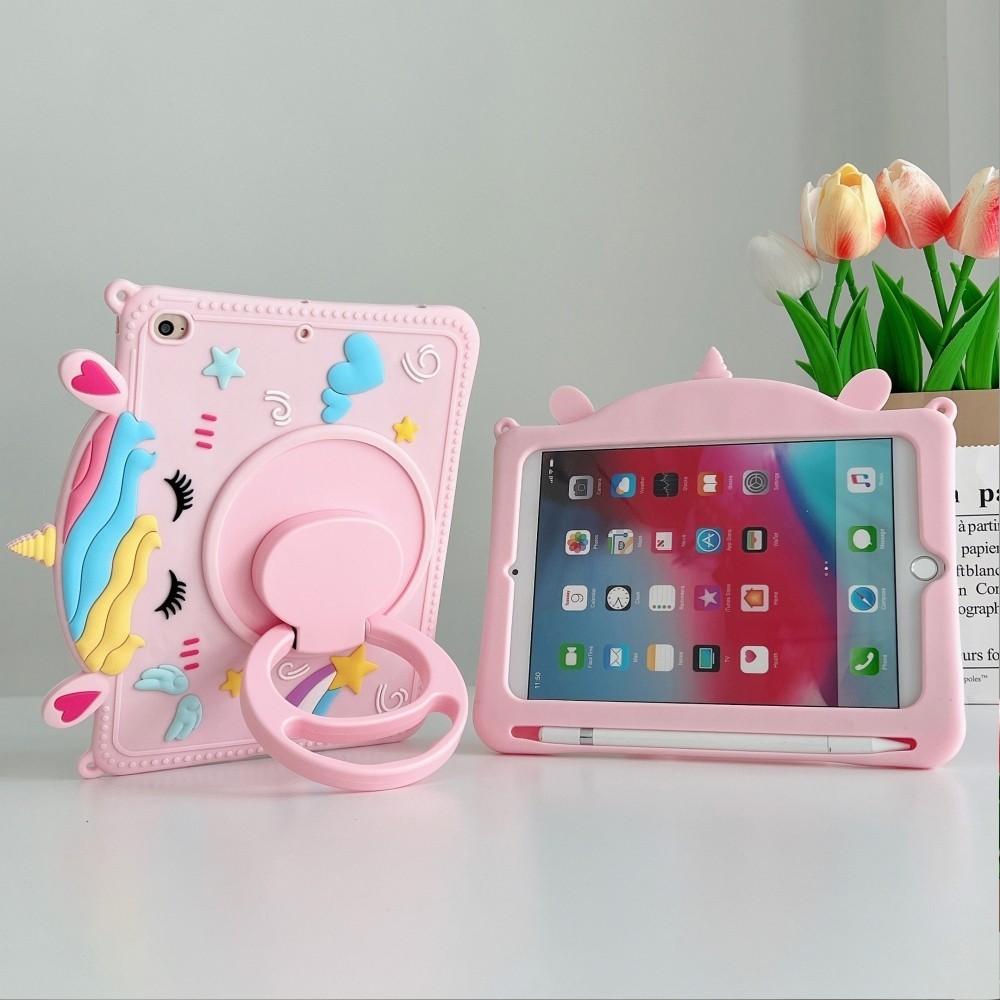 Case Anak Ipad pro 11 2018/2020 Air 4 5 Ipad 7th 8th 9th 10.2 Gen 4 5 9.7 Inch Mini 1 2 3 4 5 6 7 Rotary 360 Stand Plus dengan motif Karakter Duck Hello Kitty Astronot Unicorn Pochacco Stich Cat Ear Bonus Tali Slempang Anak Anak Shockproof - Gambar 4