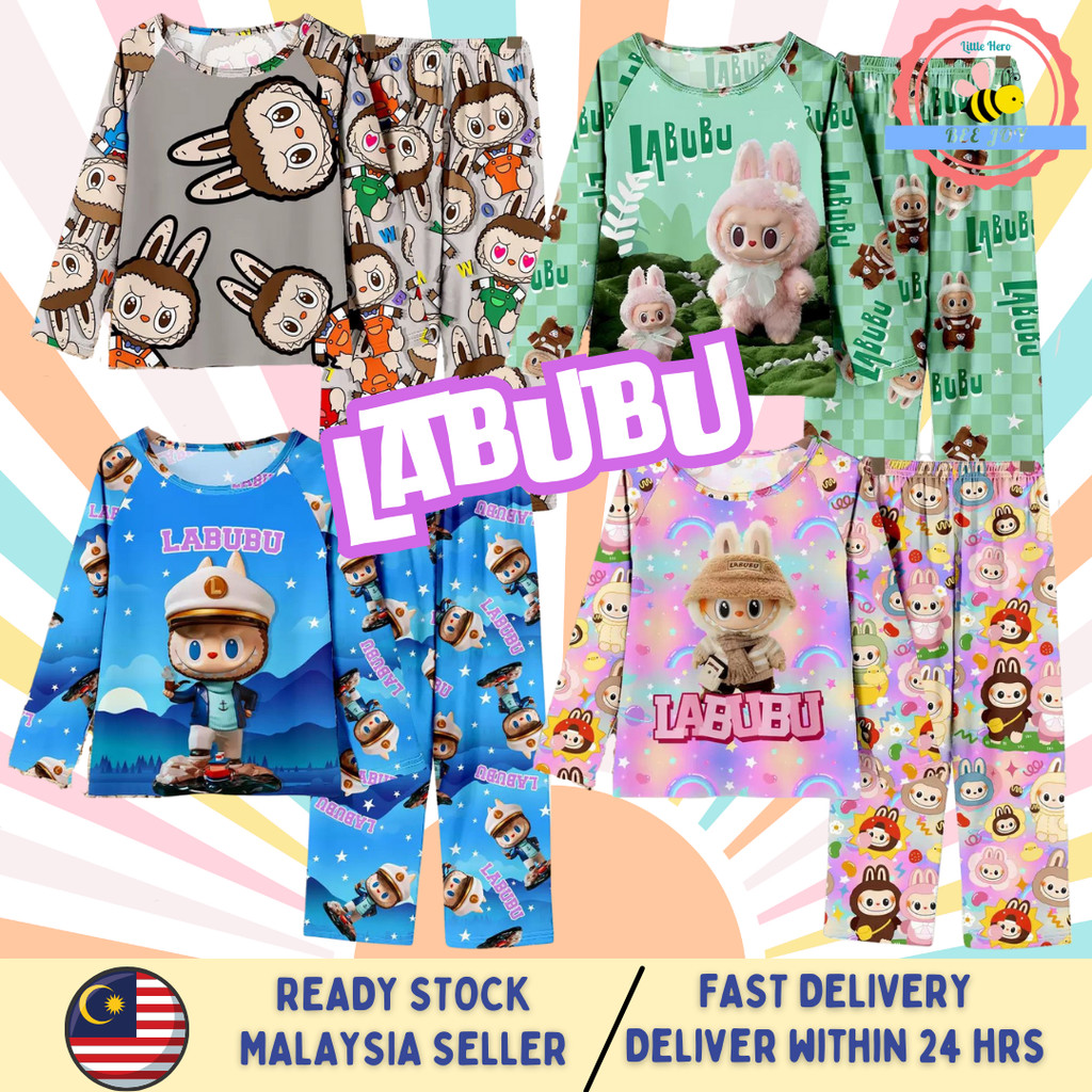 BEEJOY Labubu Kids Girl Boy Pyjamas Nightwear Children Pajama Baju ...