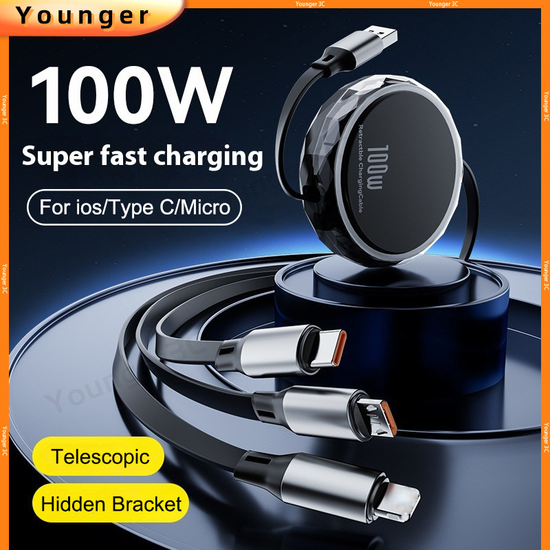 100W Crystal Diamond Ultra Fast Charging Cable,For ios Type C Micro ...