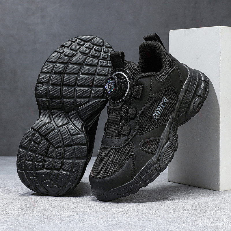 ANINGBOY Sepatu anak laki-laki hitam tanpa tali sepatu olahraga untuk pelajar sneakers kids fashion - Gambar 3