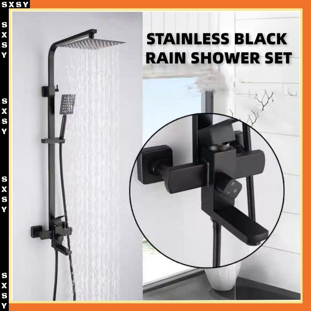 SG Stock,Stainless Bathroom Home RainFall Shower Full Set with Storage ...