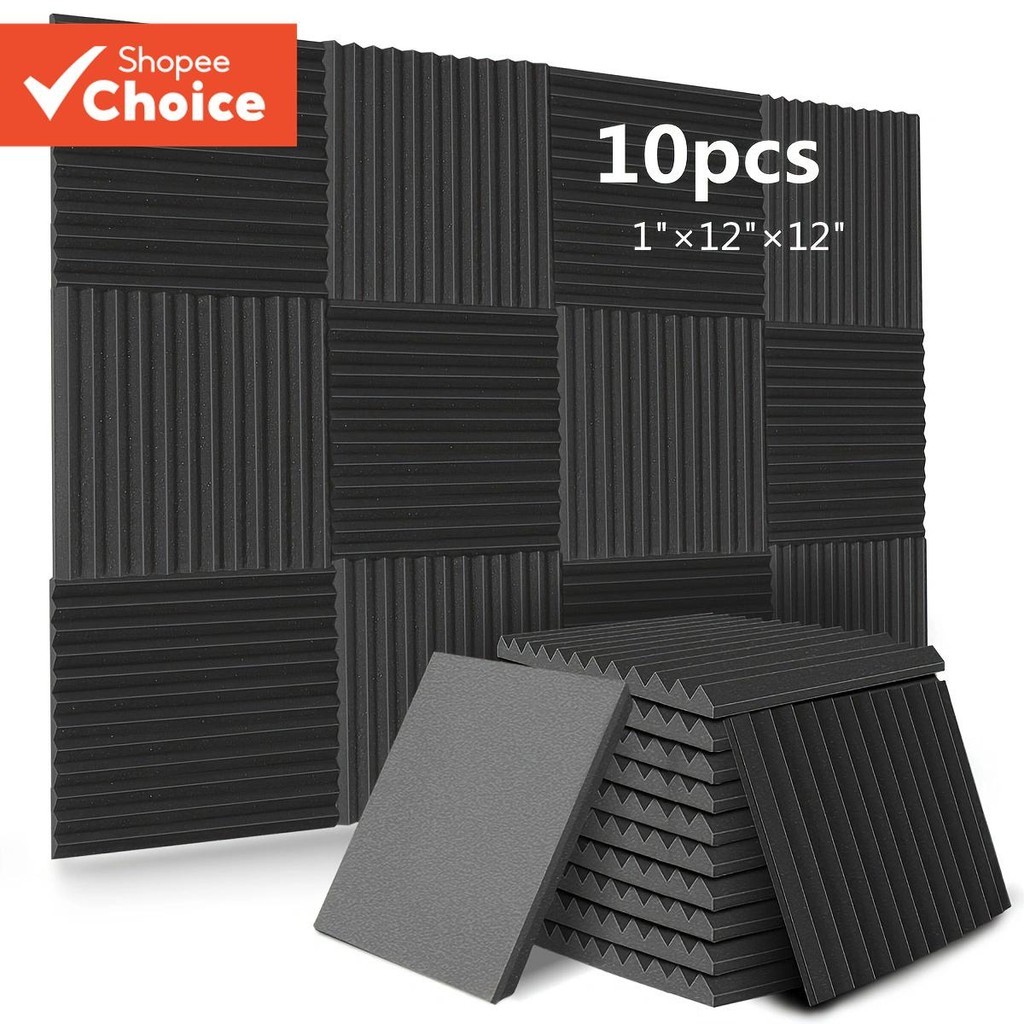 One Set 10Pcs Studio Acoustic Foam Soundproof Wall Panels, Wedges ...