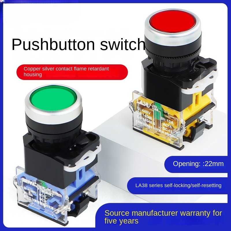 22mm Push Button Switch La38 11bn Start Stop Self Reset Self Locking