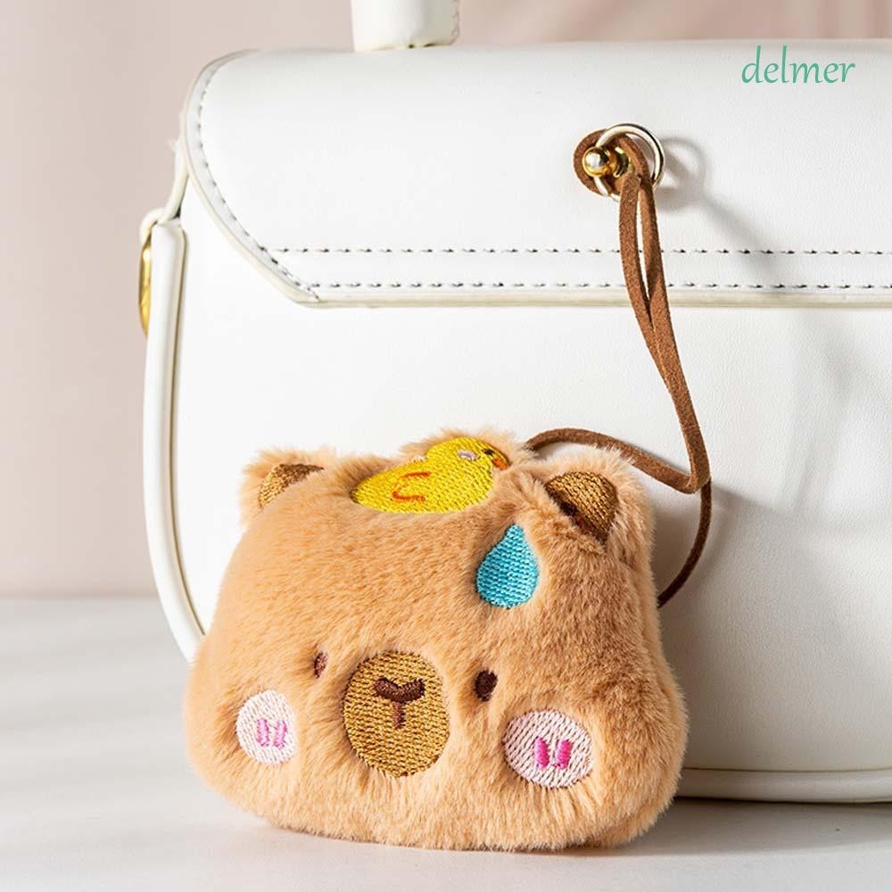 DELMER Capybara Plush Keychain, Squinting Blinking Capybara Key Ring ...