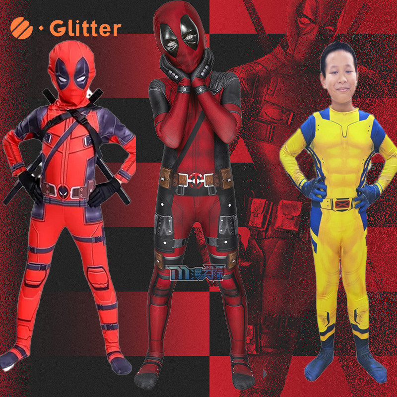 Deadpool Wolverine Cosplay Costume Girls Boys Jumpsuit Halloween