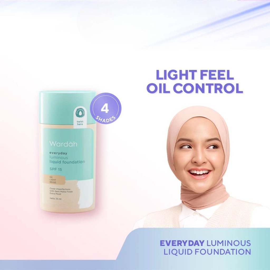 Wardah Everyday Luminous Liquid Foundation - Cair Dengan Hasil Matte / Merah Jingga Official - Gambar 2