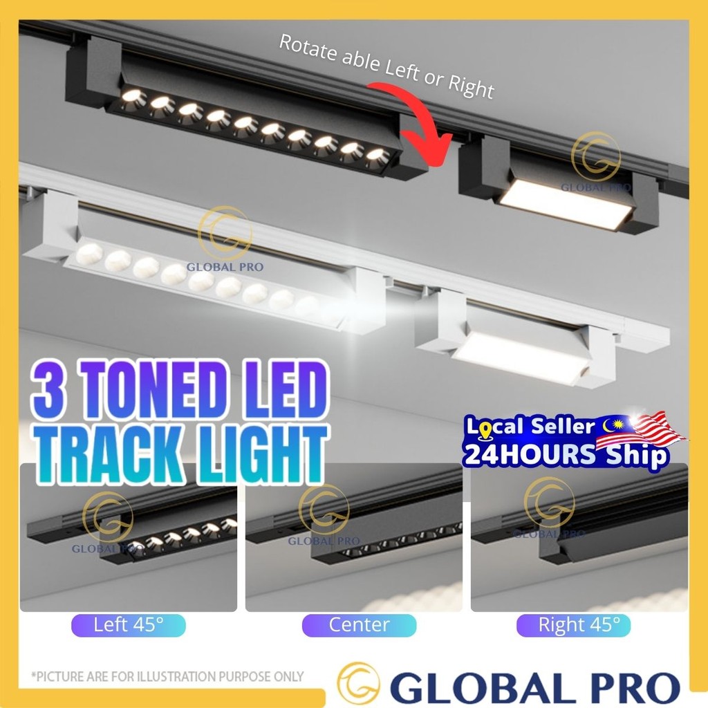 3 TONED Track Light Lampu Ruang Tamu Linear Light Spotlight Ceiling ...