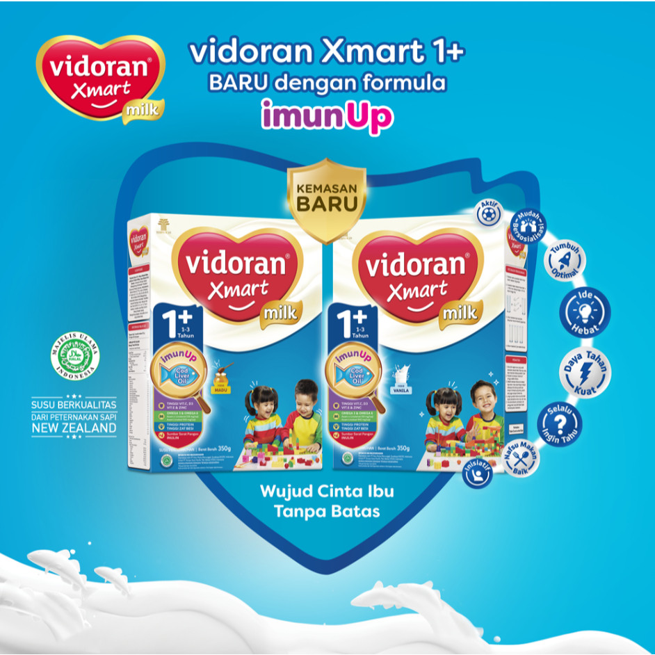 VIDORAN XMART MILK 1+ 3+ 5+ 800 GR VANILA MADU COKELAT TAHAP 1 3 5 NM SSKD