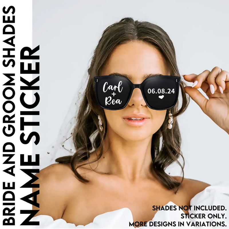 Custom Sunglasses Wedding Glasses UV Print Sticker Names Bride and Groom Designs Black Framed Glasses Shopee Singapore