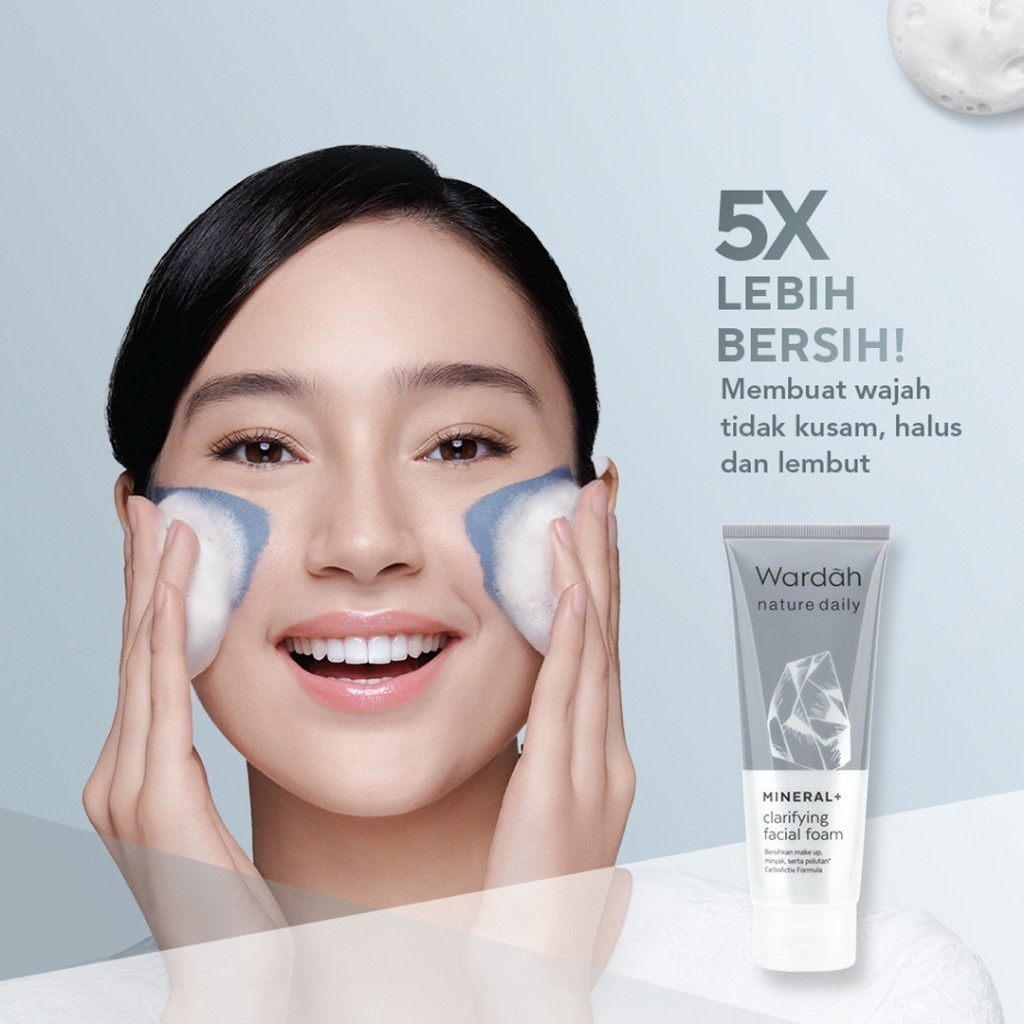 Wardah Nature Daily Mineral Clarifying Facial Foam 60ml - 100ml / Merah Jingga Official - Gambar 4