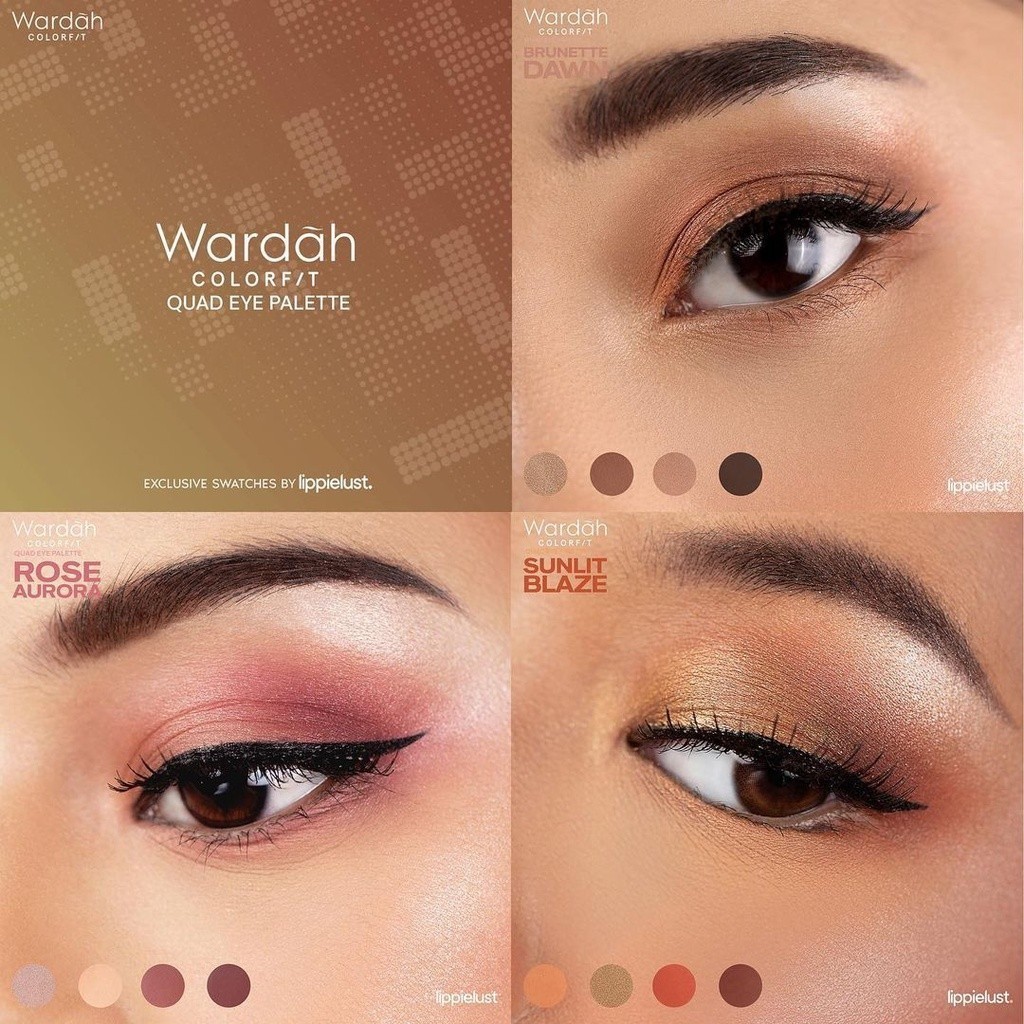 Wardah Colorfit Quad Eye Palette - Eyeshadow 4 in 1 / Merah Jingga Official - Gambar 3