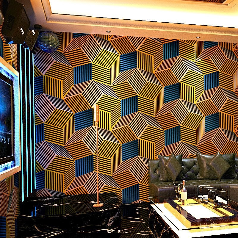 ktv Wallpaper Karaoke Flashing Wall Cloth3d Reflective Grid Geometric ...