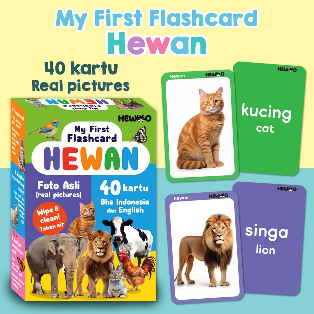 My First Flashcard ANIMAL (40 cards - real pictures/photo) - smart baby ...