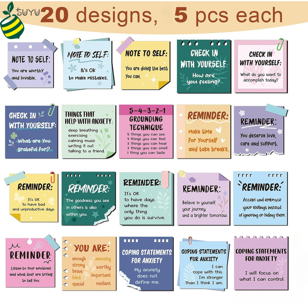 100Pcs Mental Health Stickers Reminder Decals Laptop Water Bottle ...