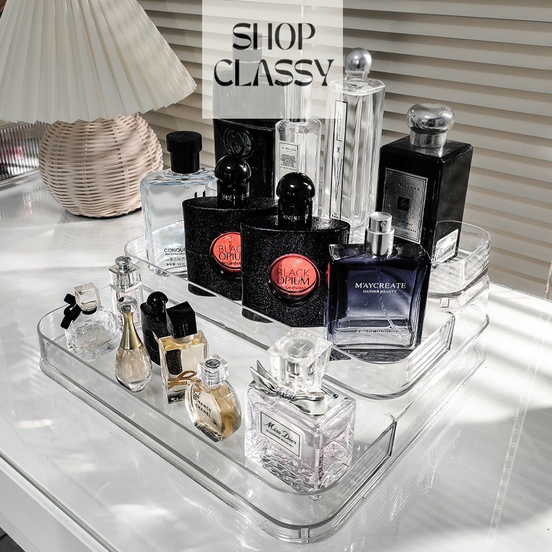 Shopclassy Transparent Acrylic Perfume Organizer 3-layer Ladder