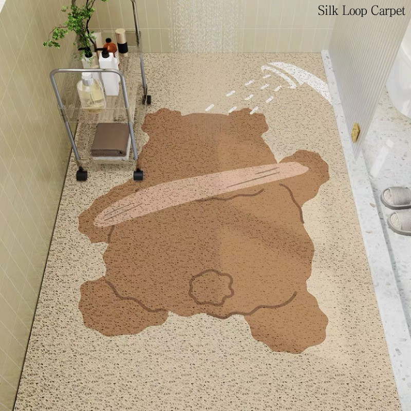 Cartoon Bathroom Silk Circle Floor Mat Anti-slip Bathing Shower Rooms ...