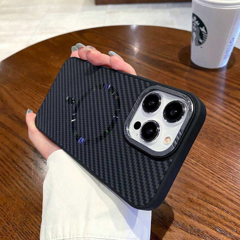 Luxury Carbon Fiber Texture Wireless Charging Phone Case For