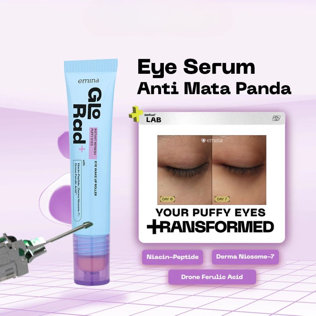 Emina [GLORAD+ Ultra HD Glow Series] - Glo Rad+ Instant Refresh Puffy Eye Wake Up Roller / MJO - Gambar 2