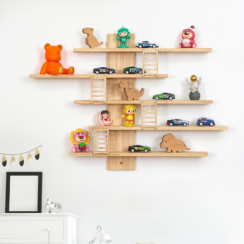 Wooden Wall-Mounted Storage Rack Children's Room Animal Model Storage ...