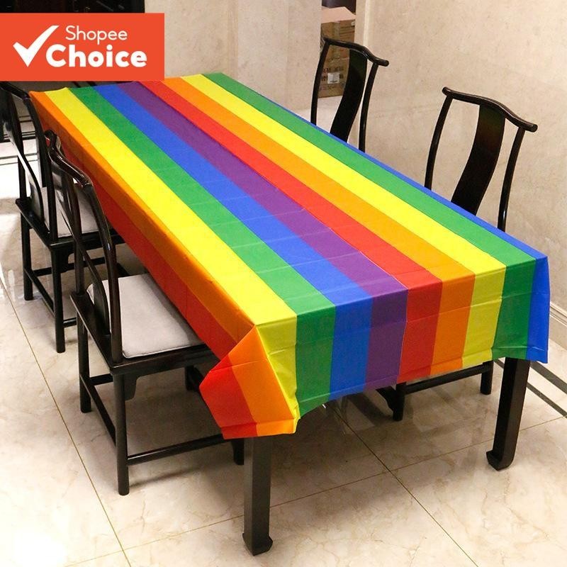 Rainbow Table Tablecloth Waterproof Rectangular Table Cover Colorful ...