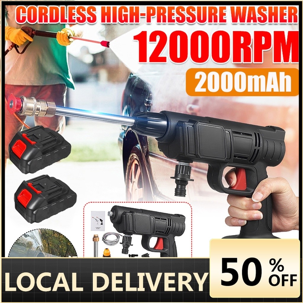 2000MAH Cordless Water Jet Portable High Pressure Car Washer Spray ...