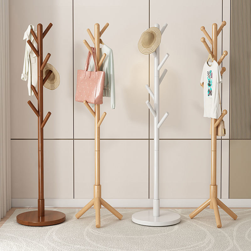 [48H Shipping] Solid Wood Coat Rack Vertical Household Clothes Rack ...