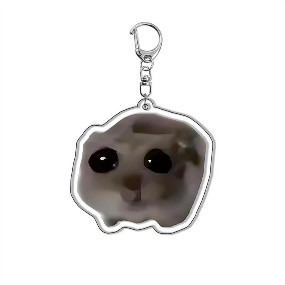 Fashion Meme Im Just A Girl Sad Hamster Key Chain Cute Pink Bow