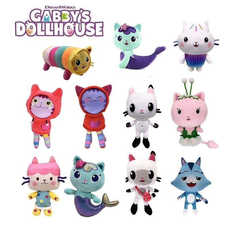 25cm Gabbys Dollhouse Plush Set Mermaid Cat Gabby Magic Toy Mercat ...