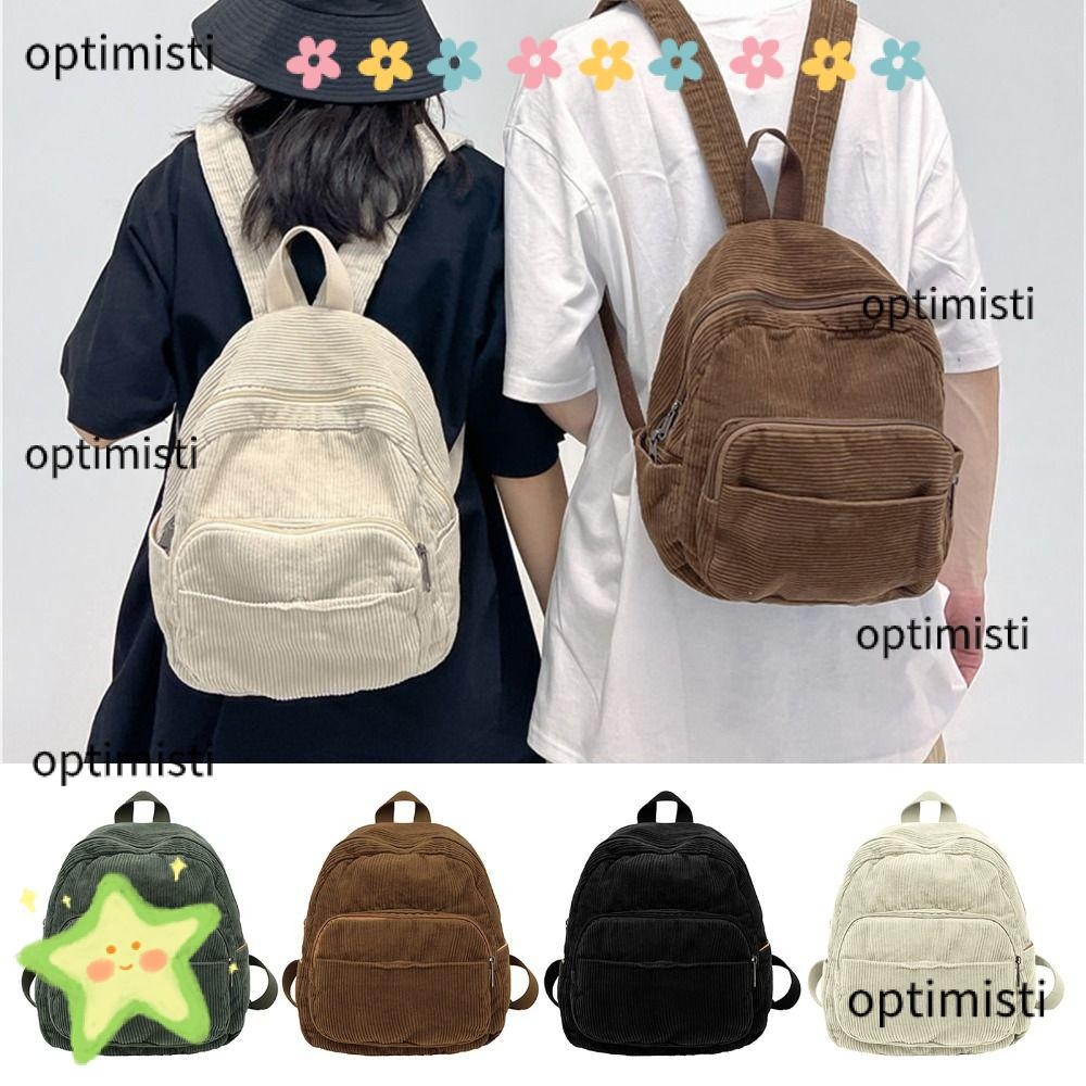 OPTIMISTI Mini Backpack Purse Travel Corduroy Small Backpacks Lightweight Aesthetic Double Shoulder Bags Women Men Shopee Singapore