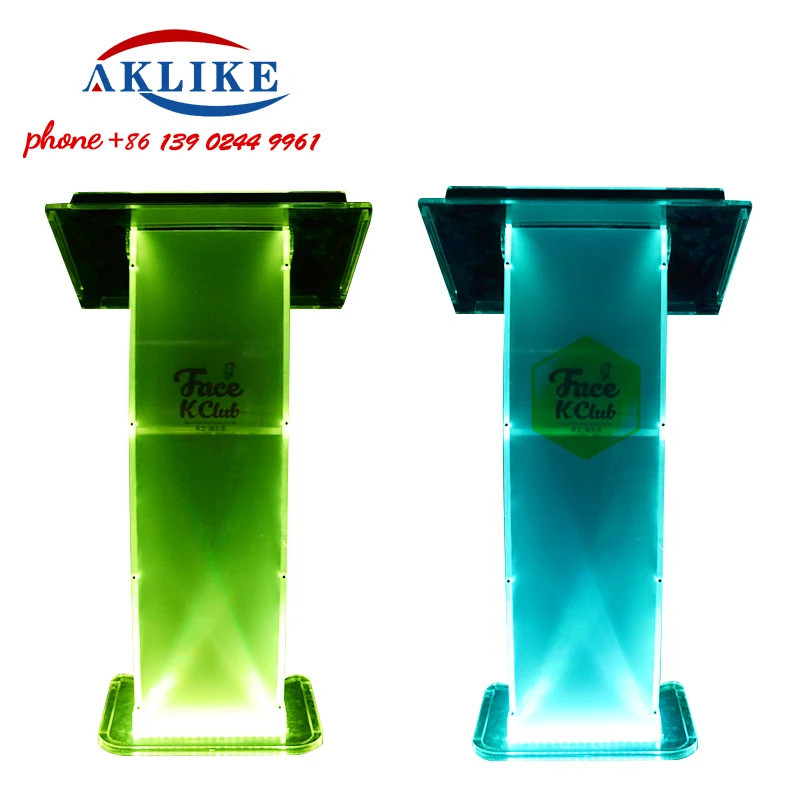 [NEW] Modern Acrylic Pulpit Led Light Podium Standing Clear Lectern ...