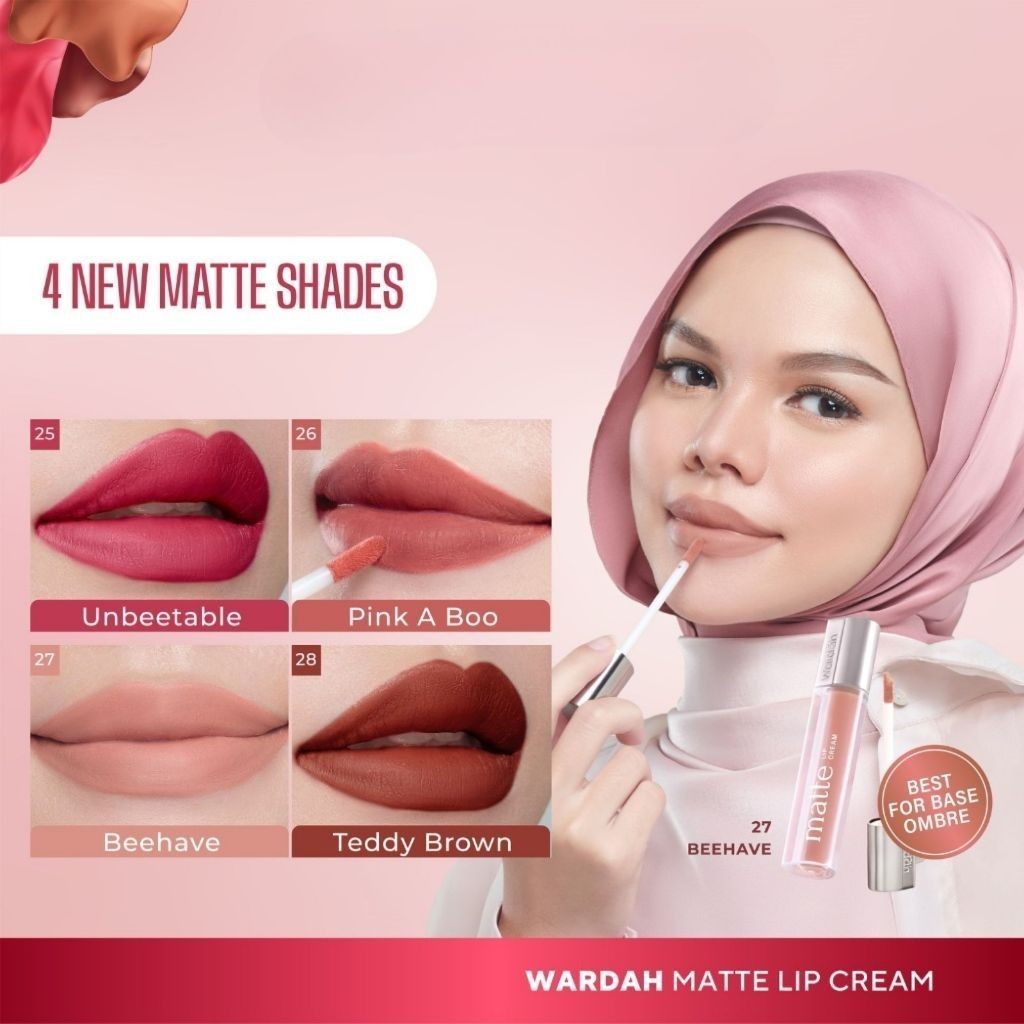 Wardah Exclusive Matte Lip Cream Original / Merah Jingga Official - Gambar 4