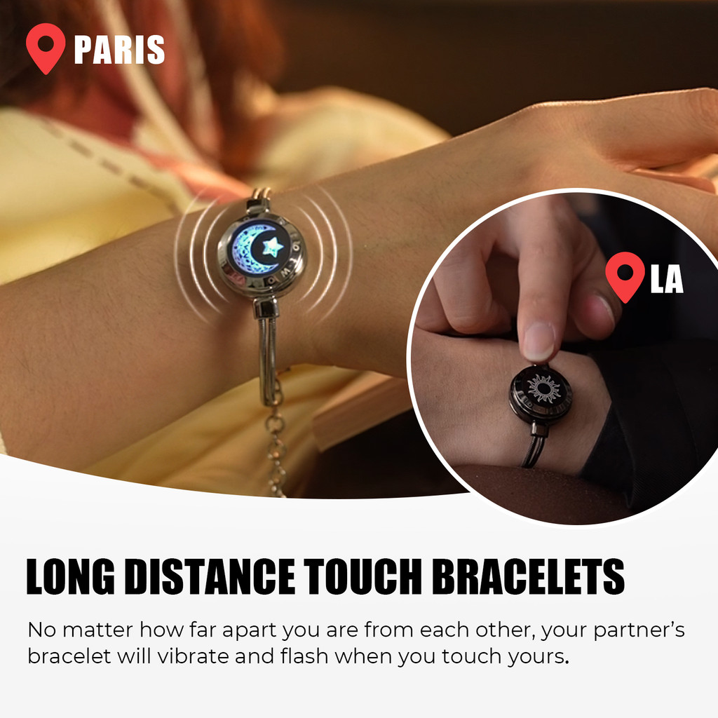 TOTWOO Sun Moon Long Distance Touch Bracelet for Love Couples Vibration Light Up Gifts Jewelry