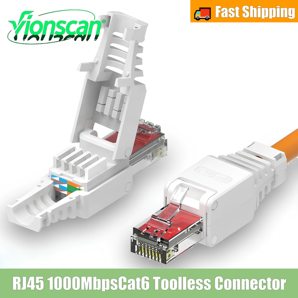 Vionscan Tool Free RJ45 CAT6 Connector Ethernet Plugs,23AWG to 26AWG ...