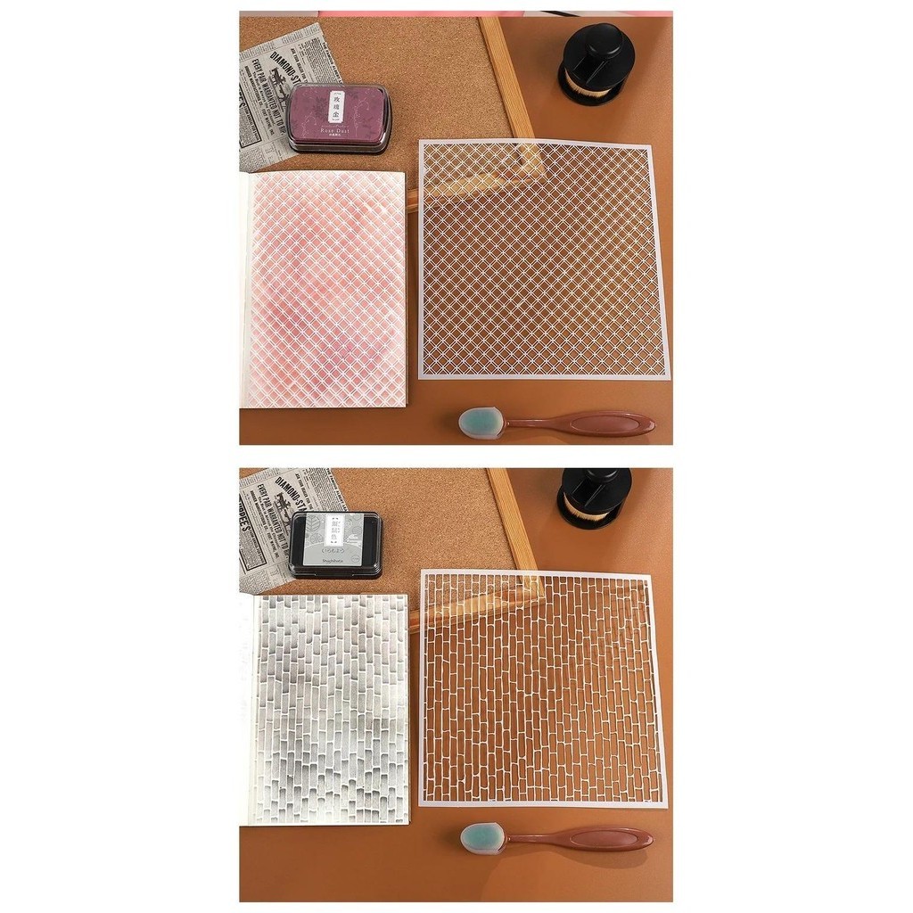 JIANWU Red Brick Honeycomb Fish Scale Graphic Plastic Masking Panel ...