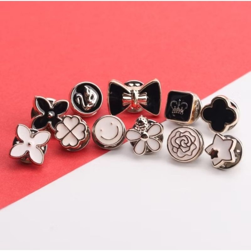1PCS Bross Pin Baju Hijab Model Invisible Bros Mini Motif Bunga Bintang Aksesoris Fashion Kancing Tusuk Klip Pakaian Celana A334 - Gambar 2