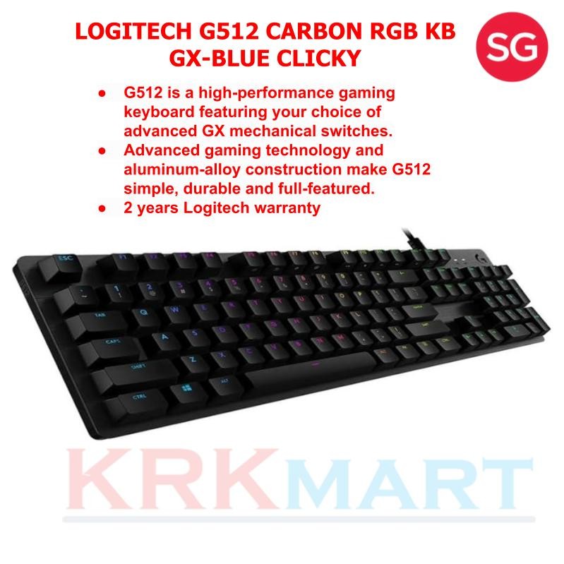 Logitech G512 RGB Mechanical Gaming Keyboard, GX Blue / GX Brown / GX ...