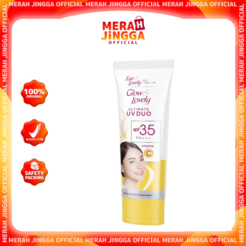 Glow & Lovely Krim Serum Sunscreen Vitamin C 20 gr - 40 gr / Merah Jingga Official